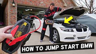 HOW TO JUMP START BMW E90 E91 E92 325i 328i 330i 320i 318i 316i 318d 320d 325d 330d 335d [upl. by Nirrat]