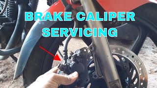 HOW TO DO SERVICING OF DISC BRAKE CALIPER OF MOTORCYCLE [upl. by Nollahs451]