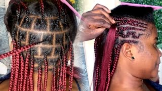 THE ULTIMATE LIGHT WEIGHT FEEDING BRAIDS Half Lemonade  Half feeding Knotless Box braids Tutorial [upl. by Onilegna]