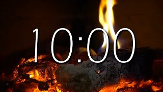 Fireplace  10 Minute Timer With Music [upl. by Bandur844]