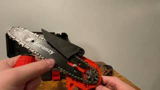 How To Tighten A Mini Chainsaw Chain [upl. by Yarezed]