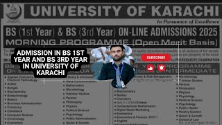 University of Karachi Announced Admissions in Bs 1st year amp Bs  3rd year [upl. by Nesline]