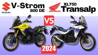 Suzuki V Strom 800 DE vs Honda XL 750 Transalp  Side by Side Comparison  Specs amp Price  2024 [upl. by Aldarcie]