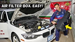 BMW AIR FILTER BOX REMOVAL REPLACEMENT BMW F30 F31 F34 320i 328i [upl. by Toinette]