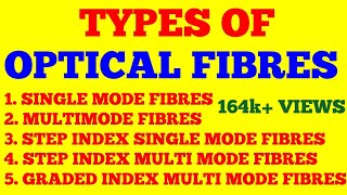 TYPES OF OPTICAL FIBERS  SINGLE MODE MULTI MODE STEP INDEX GRADED INDEX OPTICAL FIBERS  NOTES [upl. by Gian581]