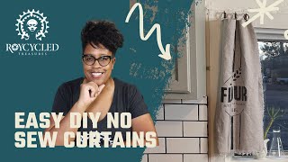 Drop Cloth Curtains DIY  Easy No Sew Grain Sack Curtains [upl. by Arayt646]