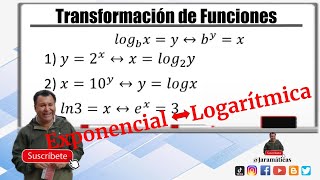 Transformación de funciones De forma exponencial a logarítmica y viceversa [upl. by Toole]