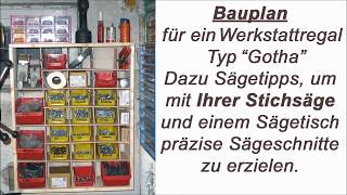 Werkstattregal selber mit einem Sägetisch für Stichsägen von Kress Parkside Proxxon usw gebaut [upl. by Oluap]