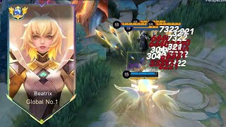 TOP 1 GLOBAL BEATRIX NEW 1 SHOT BUILD AND EMBLEM 2024 MLBB [upl. by Orsa219]