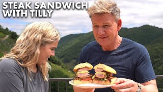 Gordon Ramsay Makes a Steak Sandwich in Spain with Tilly Ramsay [upl. by Ruscio]