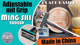 ADJUSTABLE MIT GRIP â•‘ Ming Shi 2000SA Rasierhobel  Nassrasur  GLATT  RASIERT [upl. by Shabbir]