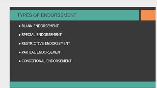 ENDORSEMENT AND TYPES OF ENDORSEMENT [upl. by Hiamerej218]