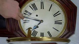 Antique 19thC american mahogany 8 day striking drop dial wall clock [upl. by Biron]