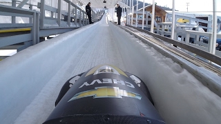 Wild 55mph ride down the Olympic bobsled track in Lake Placid [upl. by Ayvid353]