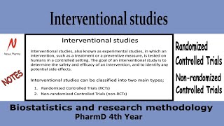 Interventional studies  Biostatistics and Research methodology  PharmD 4th year [upl. by Sy821]