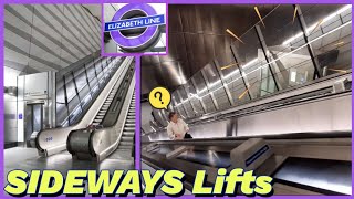 amazing SIDEWAYS LIFTS alongside escalators at Liverpool Street amp Farringdon Elizabeth Line stations [upl. by Yumuk394]