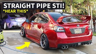 WRX STI GETS STRAIGHT PIPE EXHAUST 3quot Inch Catback [upl. by Euqirne871]