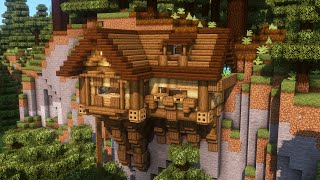 Minecraft  How to Build a Wooden Cliffside House Tutorial [upl. by Inwat]