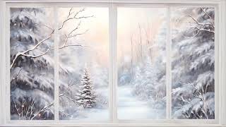 Animated  Snowy Window Scene  Snowing Background  Christmas Window Scene  Snow Falling Window [upl. by Arvin1]