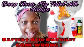 HOWTO CLEAN A TOILET USING BATTERY ACID DEEP CLEAN MY TOILET WITH ME  HOW TO CLEAN BATHROOM TILES [upl. by Assirt991]