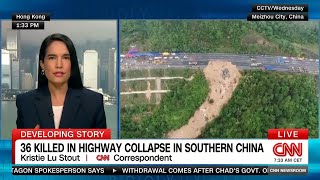 Highway collapse kills dozens in southern China [upl. by Ecissej64]