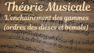 LA THÉORIE MUSICALE  LENCHAINEMENT DES GAMMES ORDRES DES DIESES ET BEMOLS [upl. by Nosnek]