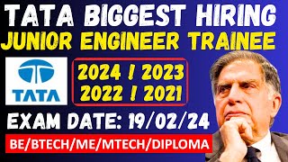 🔴TATA Junior Engineer Hiring  Batch 2024  20232021  BEBTECHMEMTECHDiploma [upl. by Aikrehs]