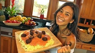 Zucchini Pasta with NotMeatballs Low Fat Raw Vegan [upl. by Steiner]