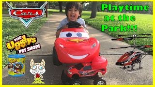 Disney Cars Lightning McQueen Power Wheels Playtime at the park [upl. by Florie133]