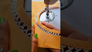 Sewing Tips And Tricks How To Attach Joint Lace On Boat Neck  Pastel Orange Fabric Shorts [upl. by Knowles]