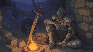 REST HERE WEARY TRAVELER ambient cavern camping with fire burning  DARK SOULS ASMR  NijiSounds ♪ [upl. by Rheinlander42]