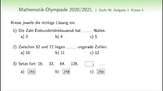 NI600411  MathematikOlympiade 2021  Grundschule  Multiple Choice  Aufgabenblatt zum Download [upl. by Garfield]