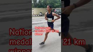 National gold medalist girl 21 km winner athlete motivation athletics army sports running [upl. by Aimej]