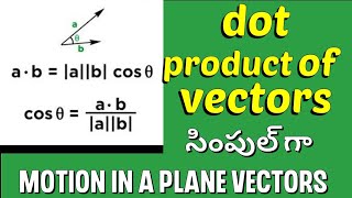 DOT PRODUCT OF VECTORS MOTION IN A PLANE INTER 1Y PHYSICS [upl. by Germann]