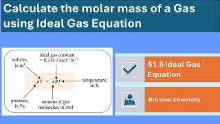 Find the molar mass of a gas using Ideal Gas Equation [upl. by Naynek955]