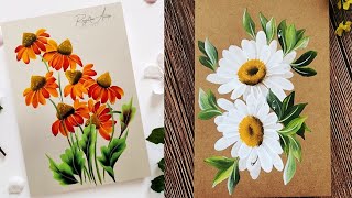 AWESOME Round brush strokes  How to paint flowers in easy steps [upl. by Camila]