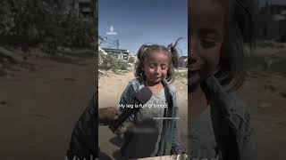 Palestinian girl cries in pain after being displaced in north Gaza [upl. by Ahusoj]