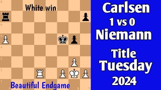 Carlsen vs Niemann  Title Tuesday Early 2024 chess [upl. by Ahsenek]