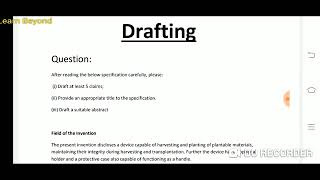 Lecture 1  Patent agent exam 2025 Aspirants Tips and tricks to draft patent claimsdrafting [upl. by Ashlin742]