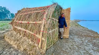 I BUILT A SHELTER IN THE FOREST  Building a Bushcraft Grass Cabin for Survival  Mubashir Saddique [upl. by Davy]