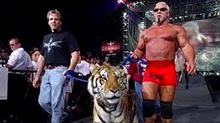 A Wrestler brings Real tiger  Big poppa pump  scott steiner  Animals in WWE [upl. by Anegroeg303]