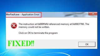 HOW TO FIX Werfaultexe APPLICATION ERROR IN WINDOWS [upl. by Tteragram212]