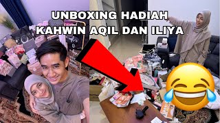 UNBOXING SEMUA HADIAH KAHWIN AQIL DAN ILIYA 😂❤️ TERKEJUT WOI BUKA HADIAH 😱 [upl. by Fawnia508]