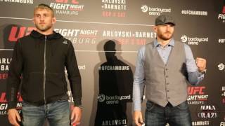 UFC Fight Night Hamburg Alexander Gustafsson vs Jan Blachowicz media day face off [upl. by Aierb]