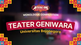 MONOLOGUE COMPETITION ARTEFAC UNS 2024  quotTeater Geniwara Universitas Bojonegoroquot [upl. by Beal]