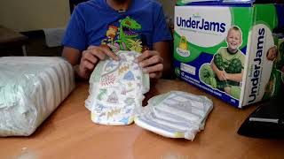 Pampers UnderJams Bedtime Underwear LXL for boys package opening [upl. by Shih]