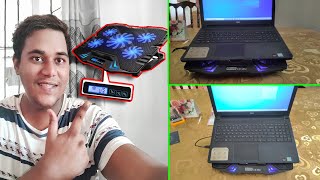 TopMate C5 Gaming Laptop Cooler Cooling Pad 5 Fans and LCD Screen  Unboxing amp Review [upl. by Nameerf74]