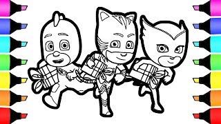 Pj Masks Christmas coloring pages Fun Colouring for children [upl. by Yhtomiht283]