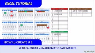 How to Create Excel Calendar for Specific Year with Automatic Date Marker [upl. by Yelsa]