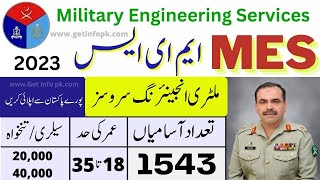 Military Engineering Services mes jobs 2023 online apply  mesgovpk  GOVT JOBS IN PAKISTAN [upl. by Ardnazxela]